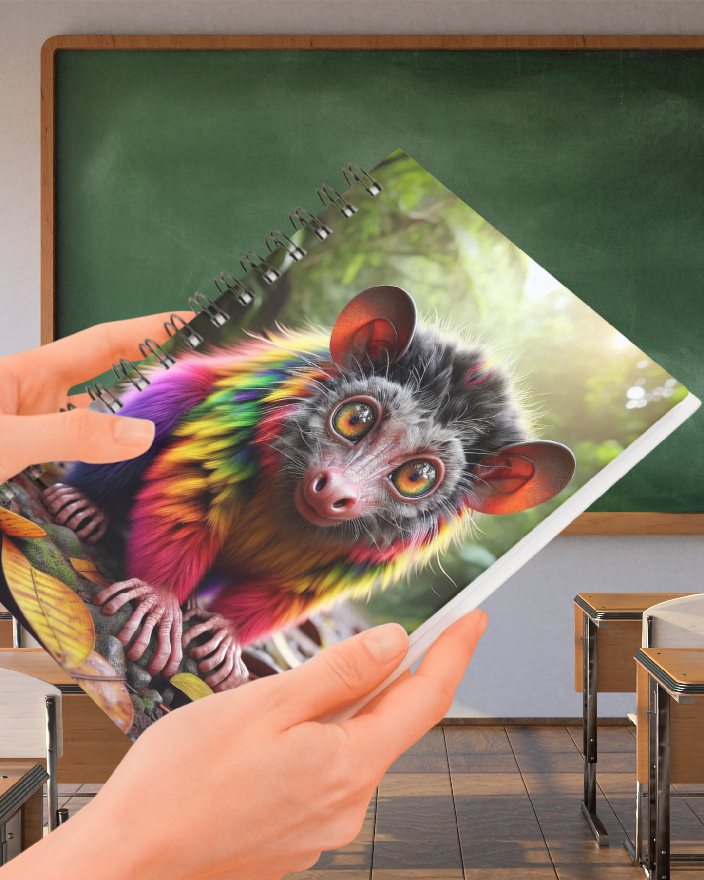 Spiral Notebook - Rainbow Aye-Aye (ruled)
