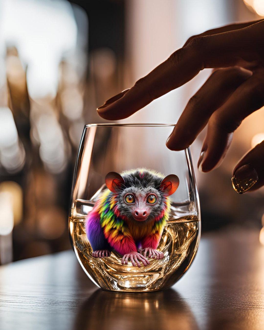 Rainbow Aye-Aye Whiskey Glass