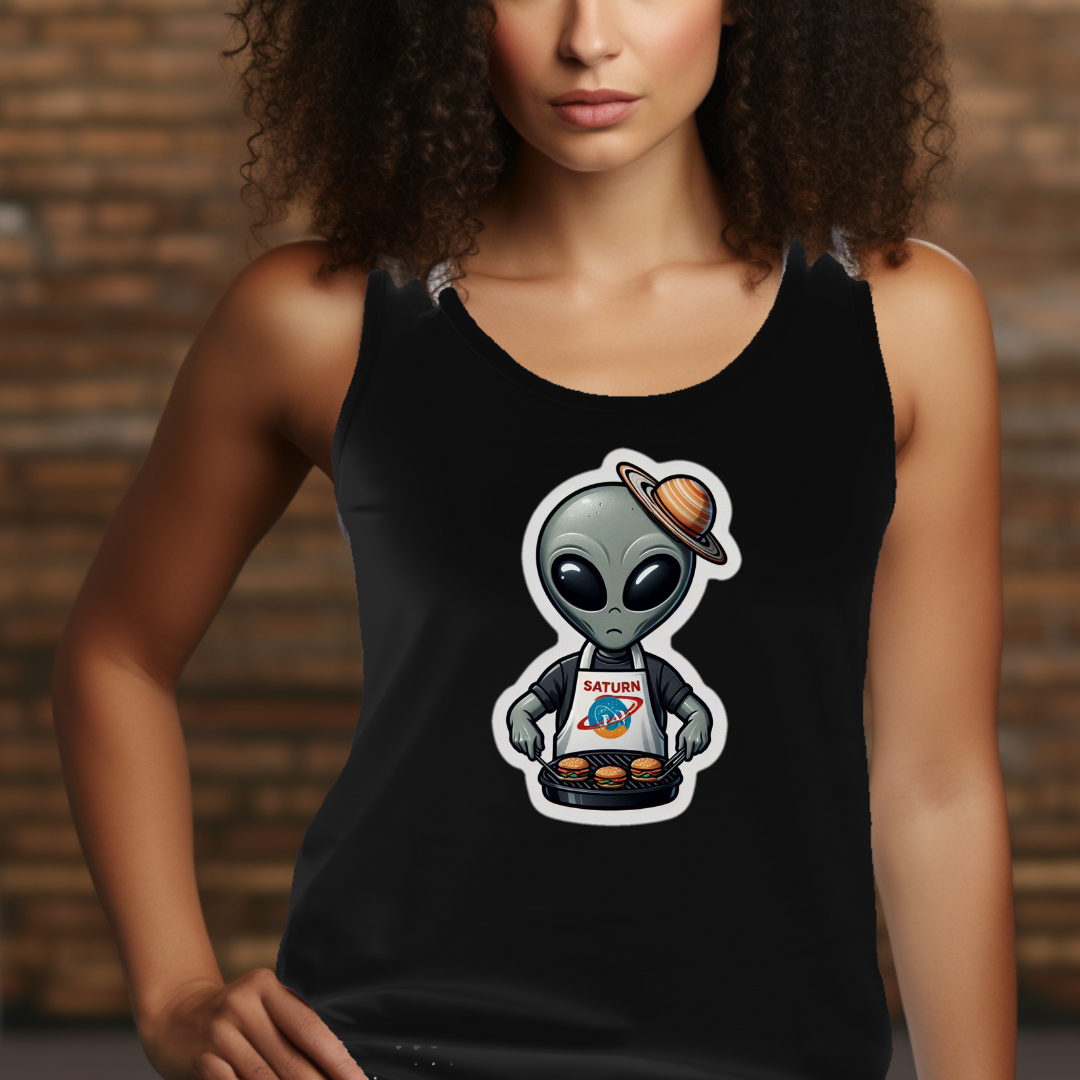 Alien Dad BBQ Racerback Tank