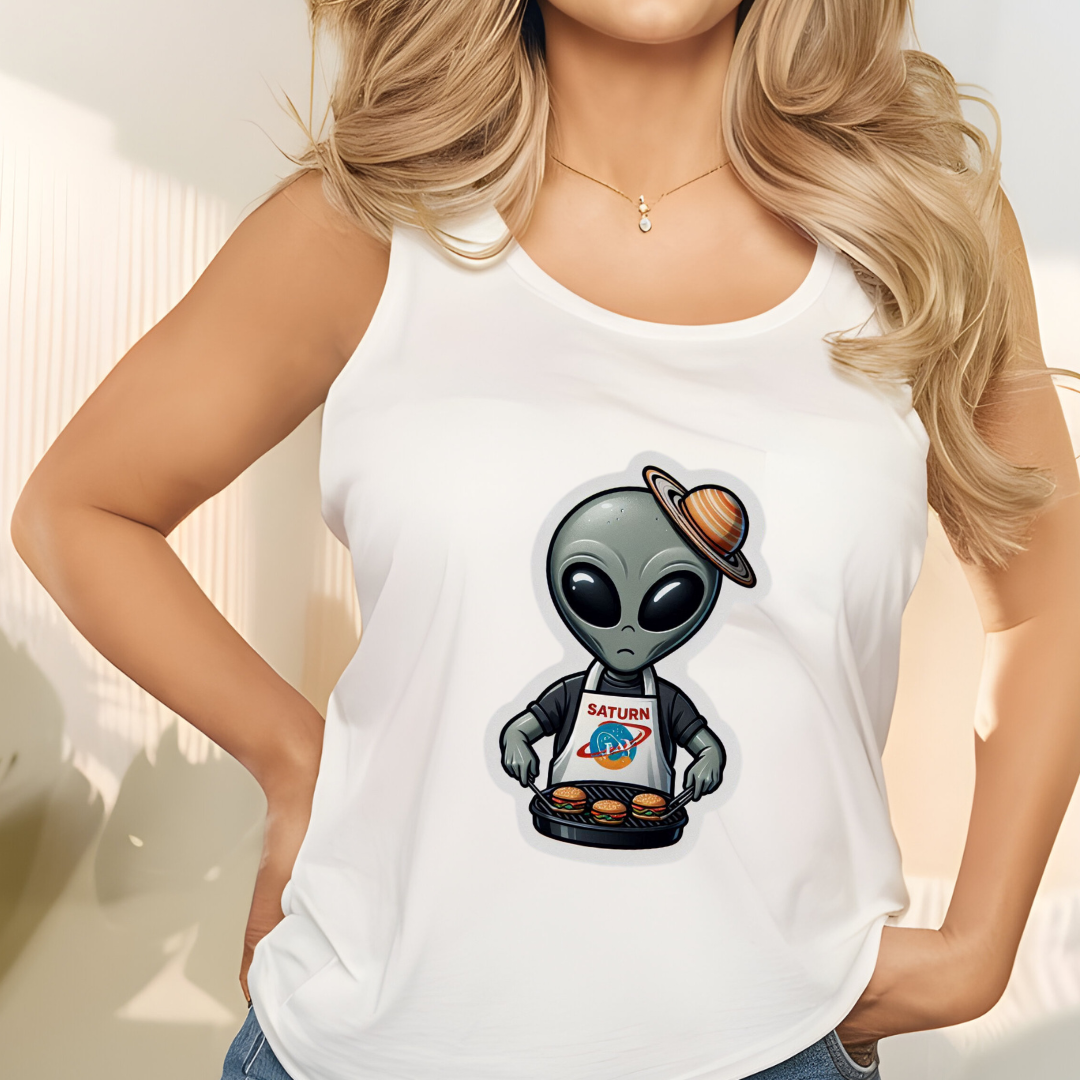 Alien Dad BBQ Racerback Tank
