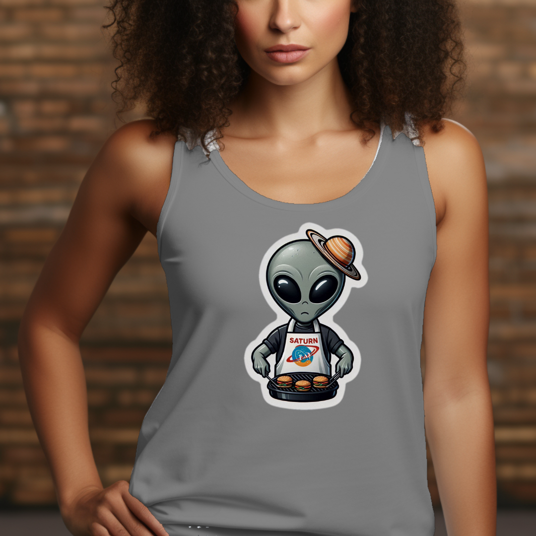 Alien Dad BBQ Racerback Tank