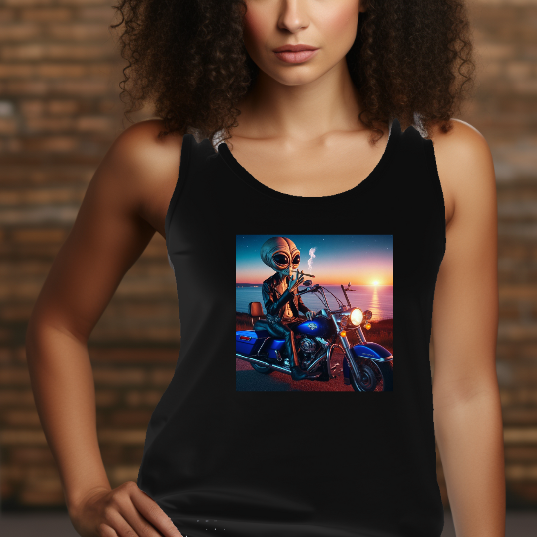 Biker Alien Racerback Tank