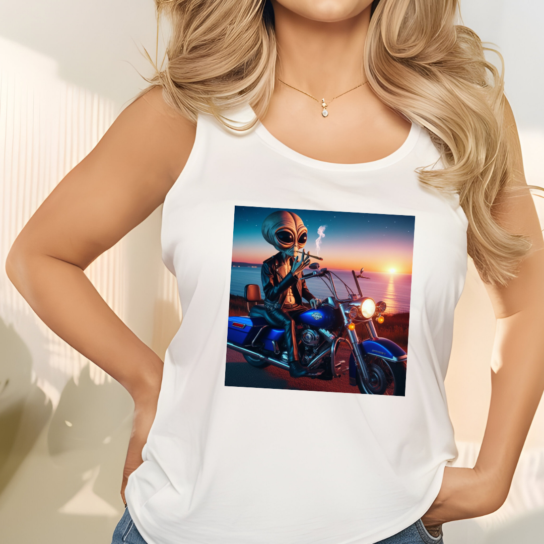 Biker Alien Racerback Tank
