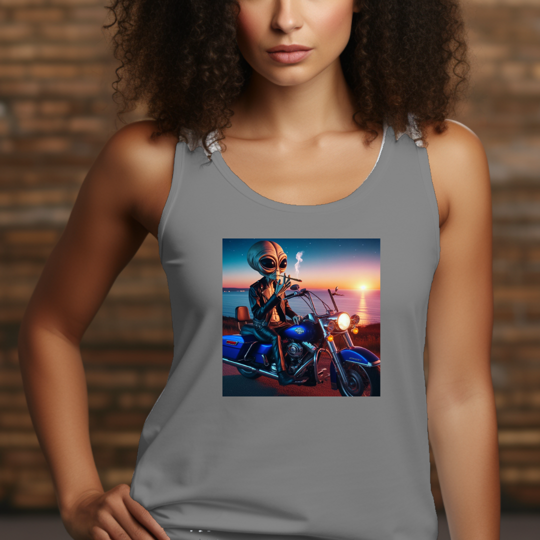 Biker Alien Racerback Tank