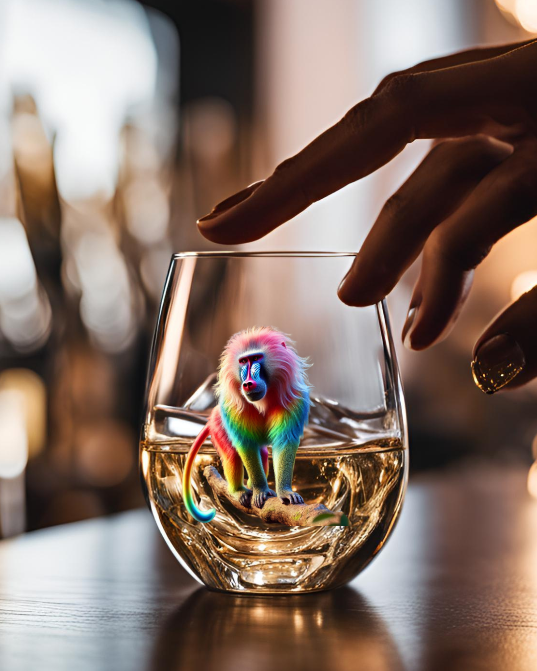 Rainbow Baboon Whiskey Glass