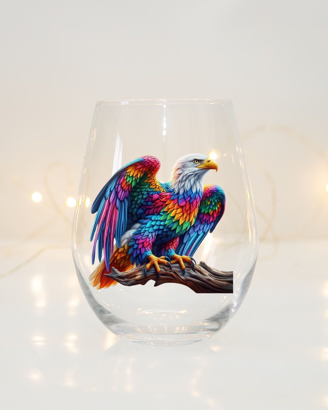 Rainbow Bald Eagle Whiskey Glass