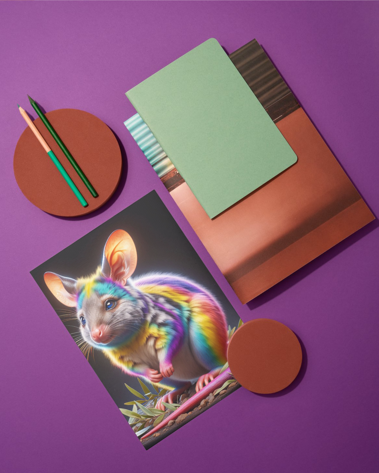 Spiral Notebook - Pensive Rainbow Bandicoot (ruled)