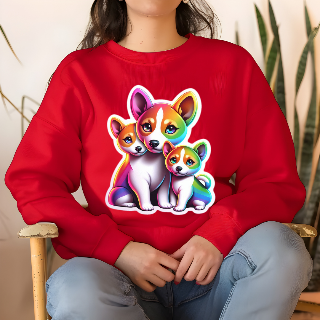 Rainbow Long-Haired Chihuahuas Crewneck Sweatshirt
