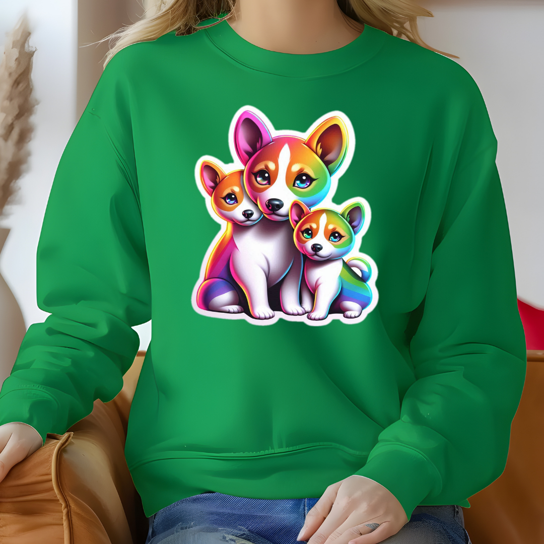 Rainbow Long-Haired Chihuahuas Crewneck Sweatshirt