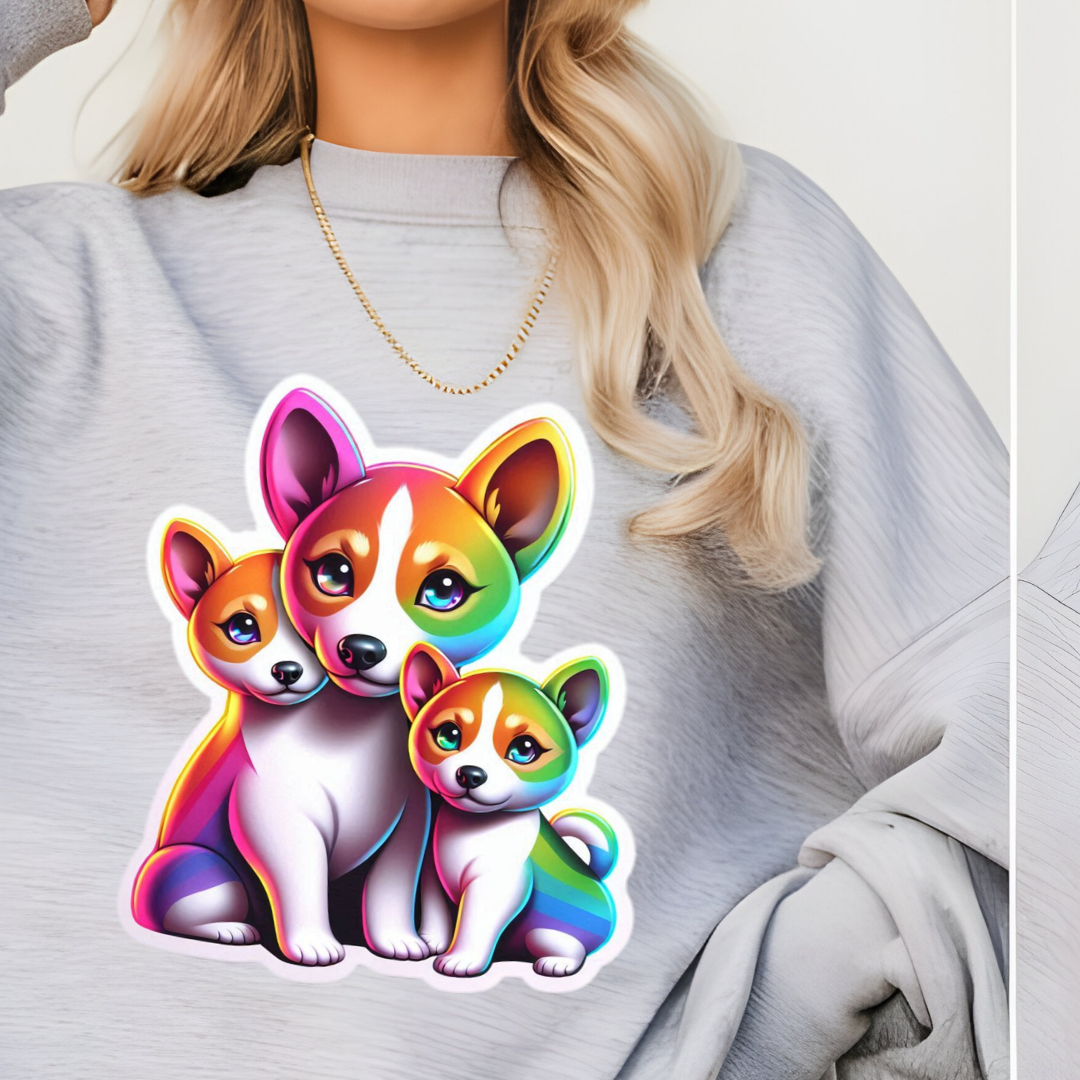 Rainbow Long-Haired Chihuahuas Crewneck Sweatshirt