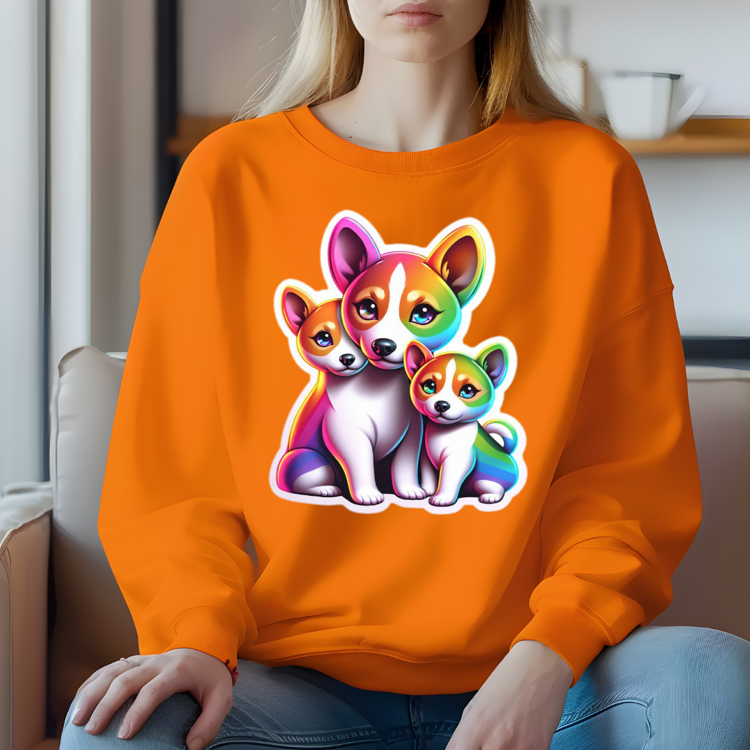 Rainbow Long-Haired Chihuahuas Crewneck Sweatshirt