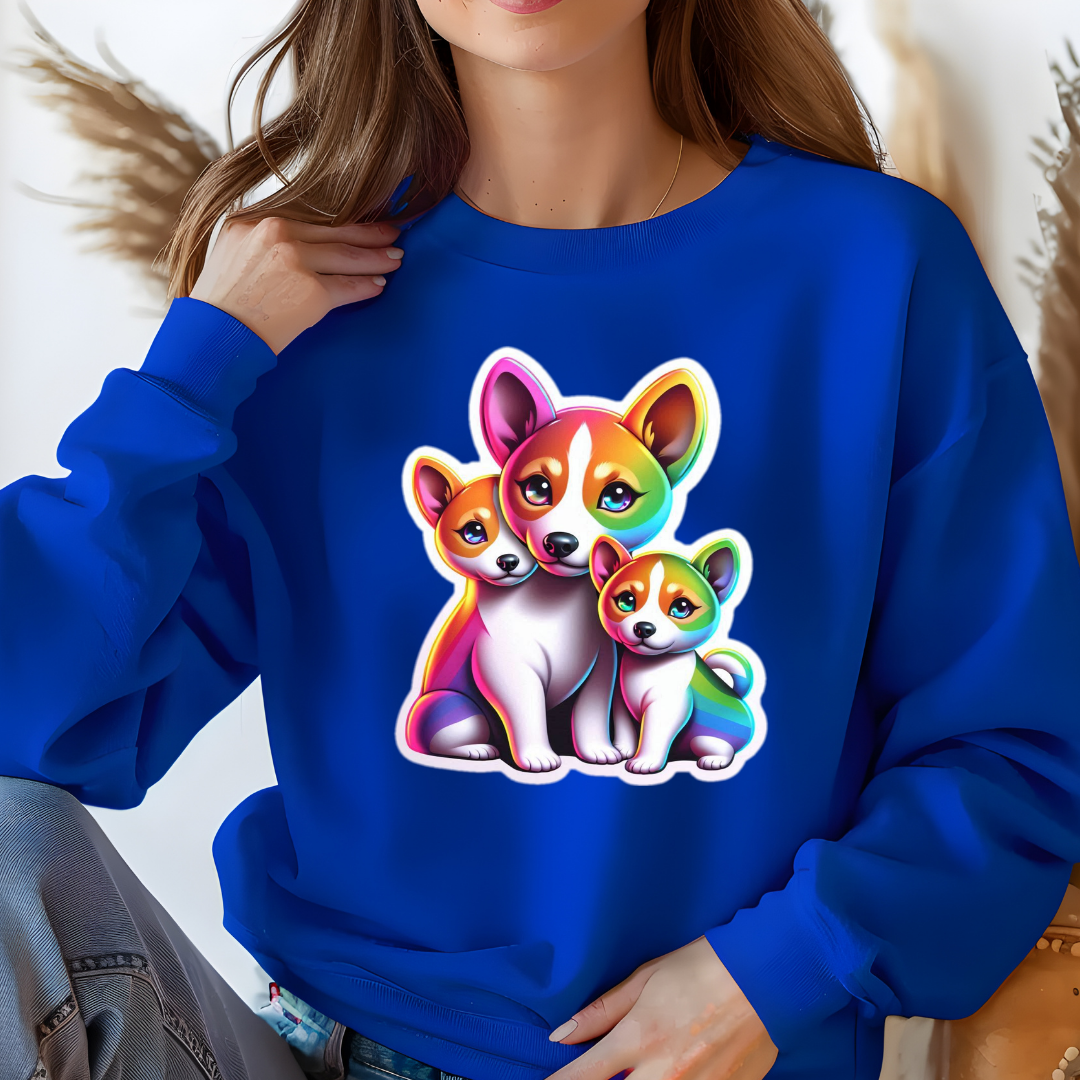 Rainbow Long-Haired Chihuahuas Crewneck Sweatshirt