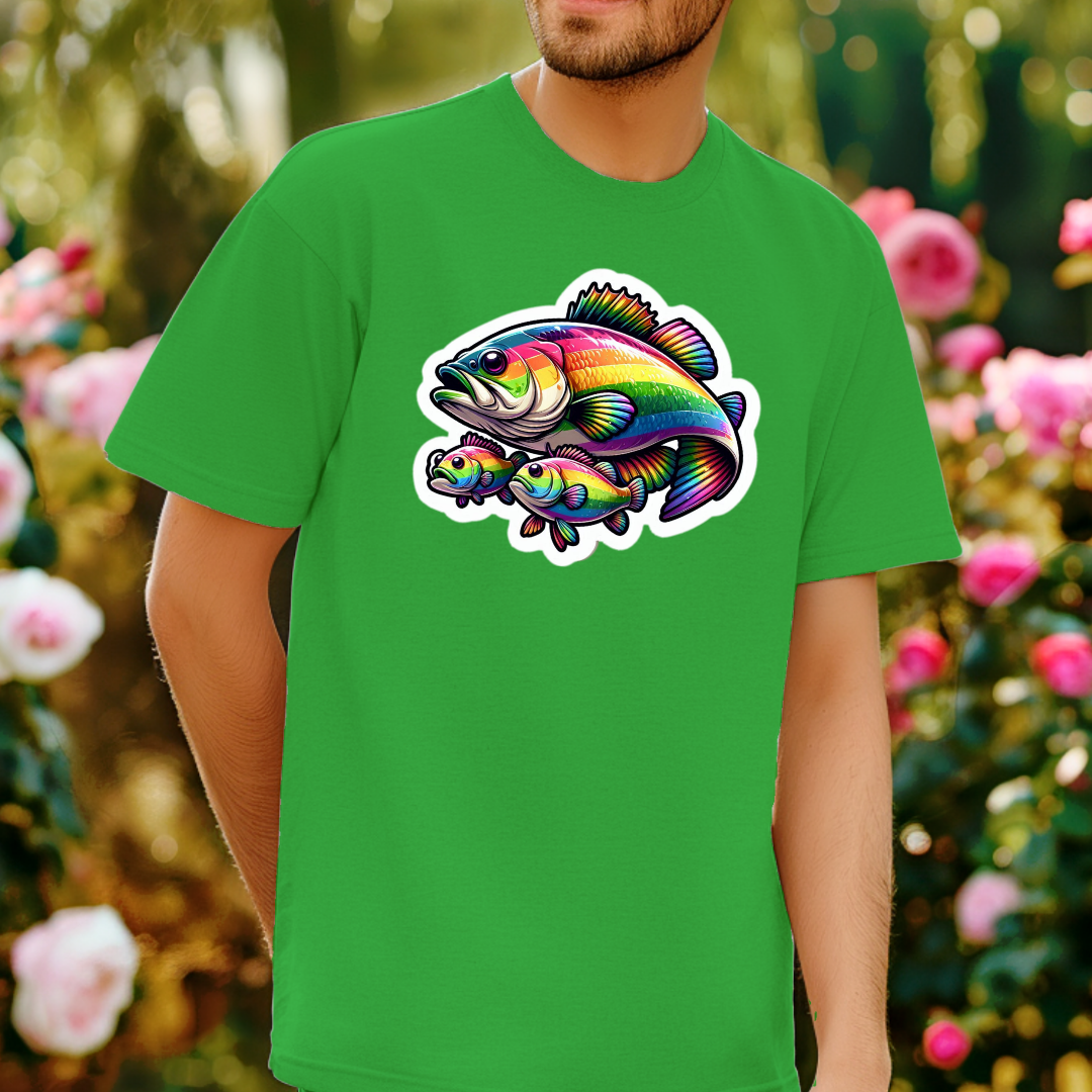 Rainbow Fresh Water Bass Unisex Soft T-Shirt