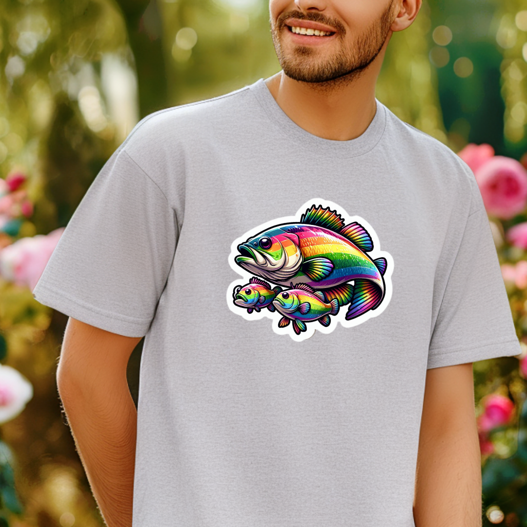 Rainbow Fresh Water Bass Unisex Soft T-Shirt