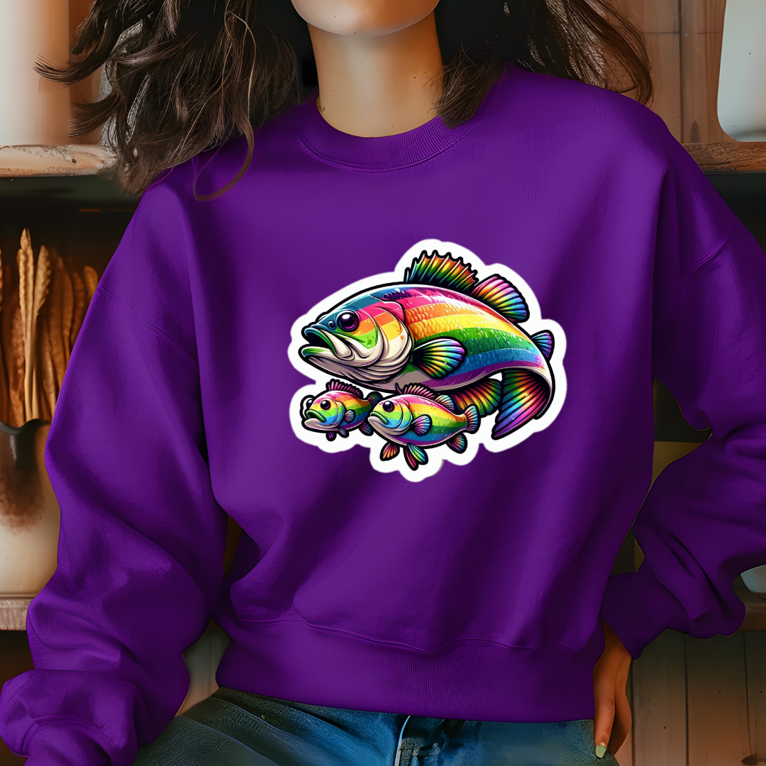 Rainbow Freshwater Bass Crewneck Sweatshirt