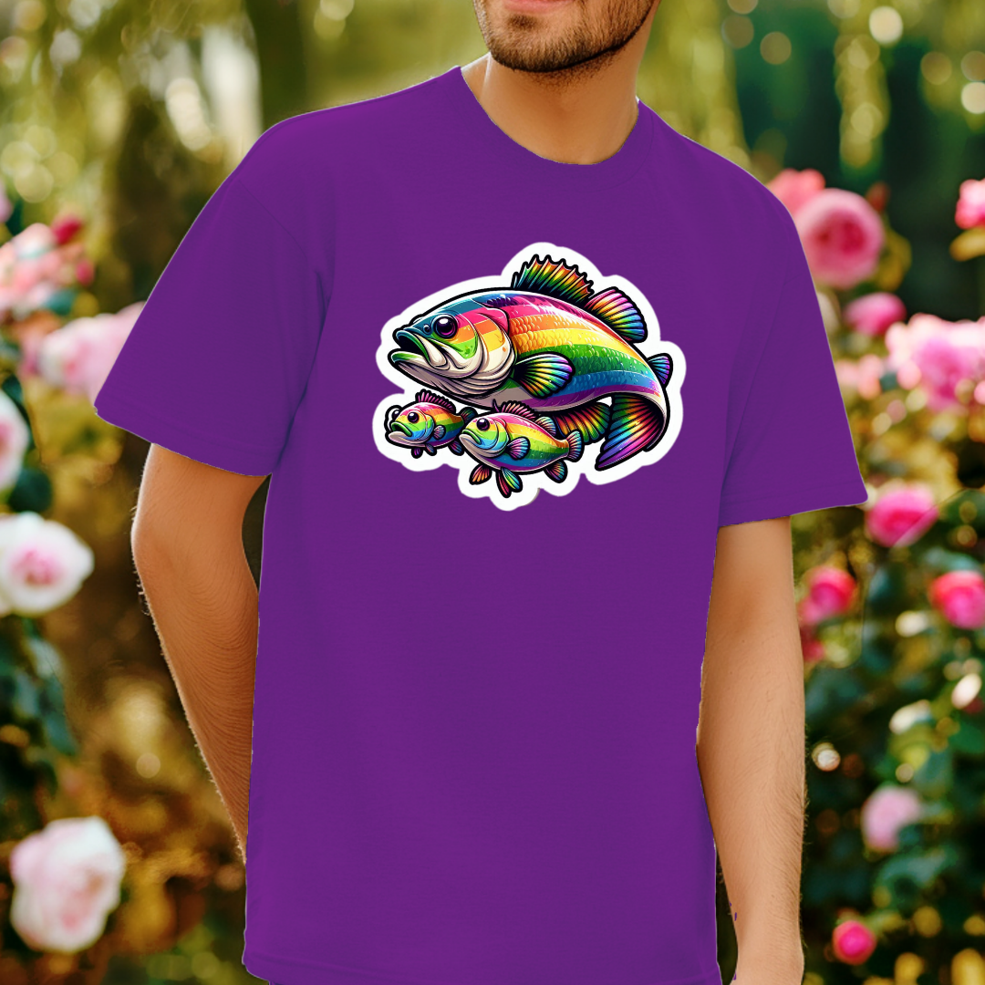 Rainbow Fresh Water Bass Unisex Soft T-Shirt