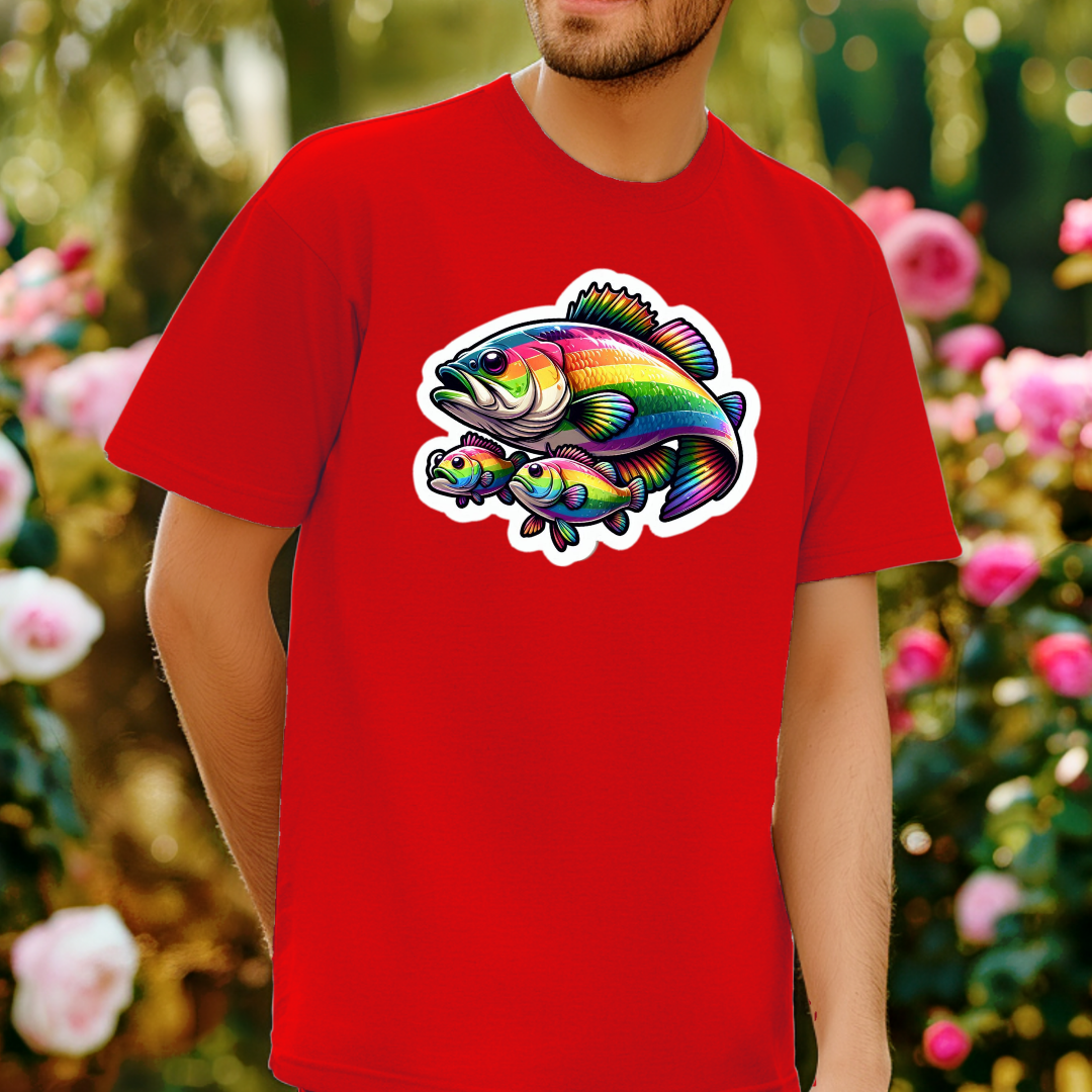 Rainbow Fresh Water Bass Unisex Soft T-Shirt