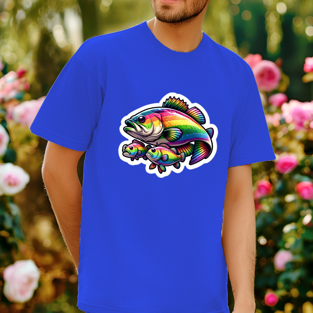 Rainbow Fresh Water Bass Unisex Soft T-Shirt