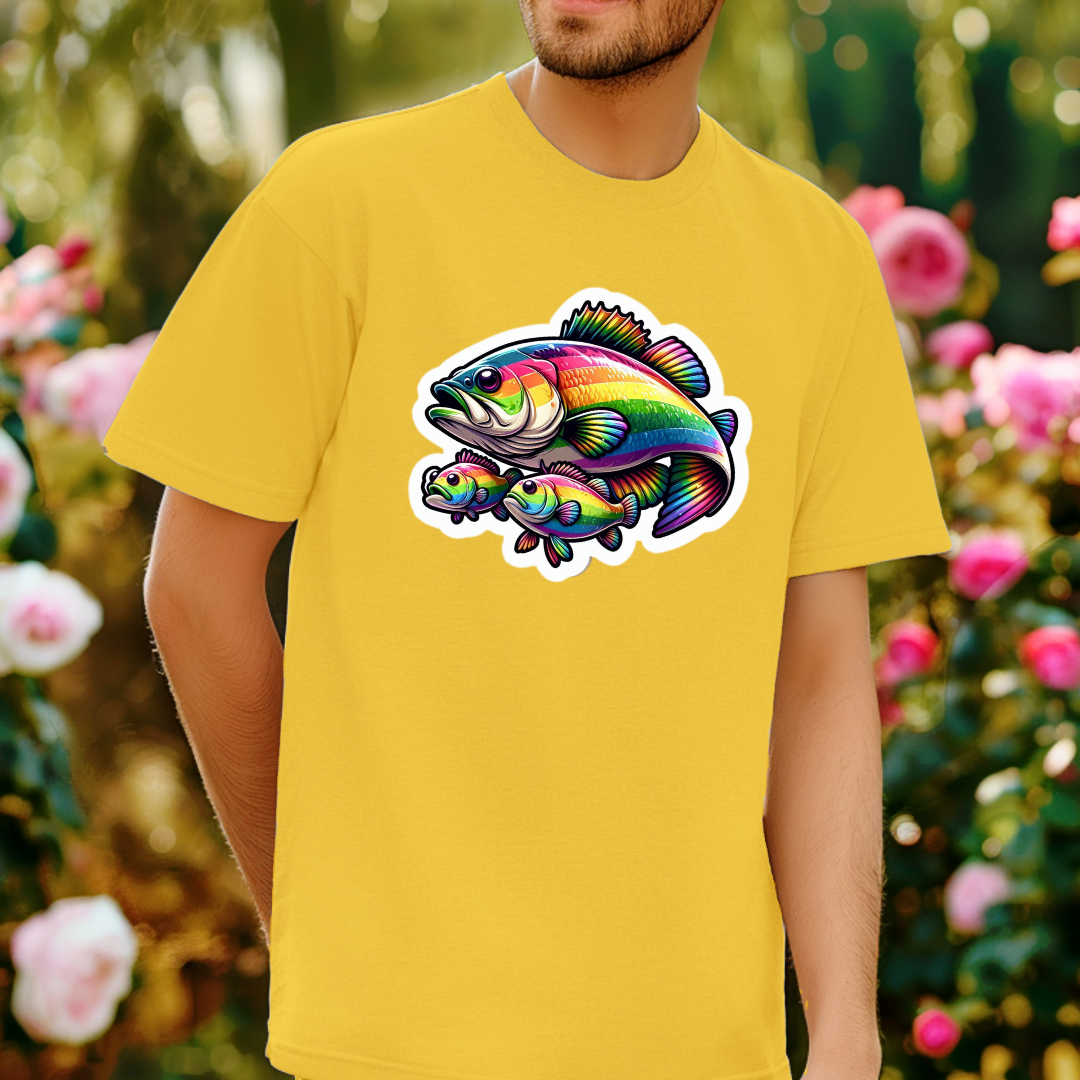 Rainbow Fresh Water Bass Unisex Soft T-Shirt