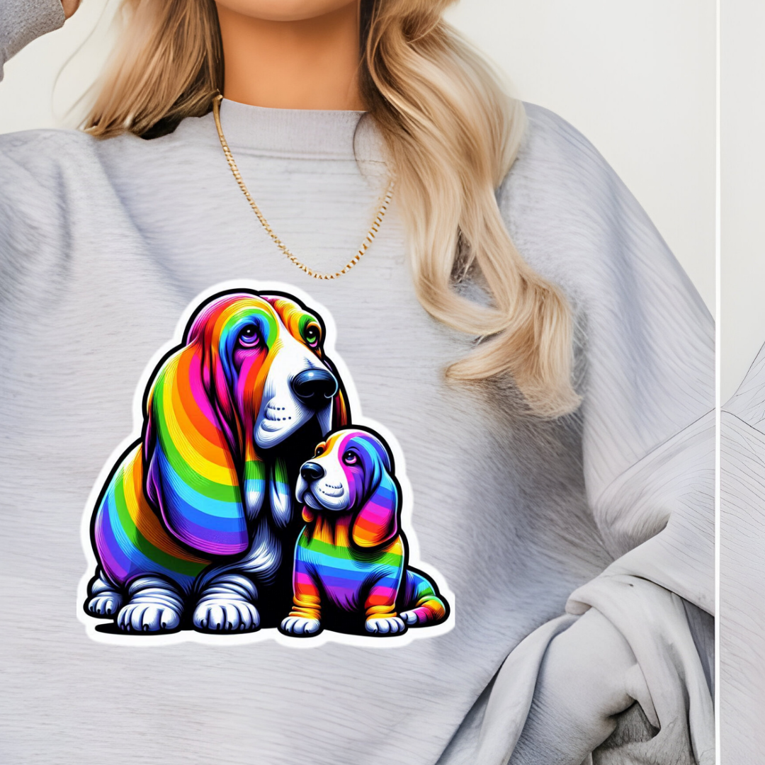 Rainbow Bassett Hounds Crewneck Sweatshirt