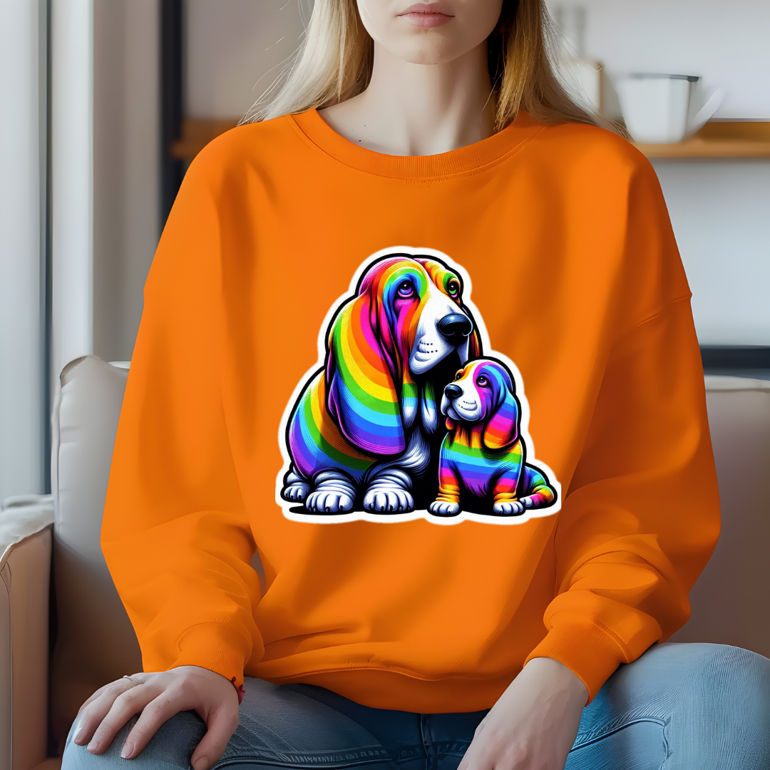 Rainbow Bassett Hounds Crewneck Sweatshirt
