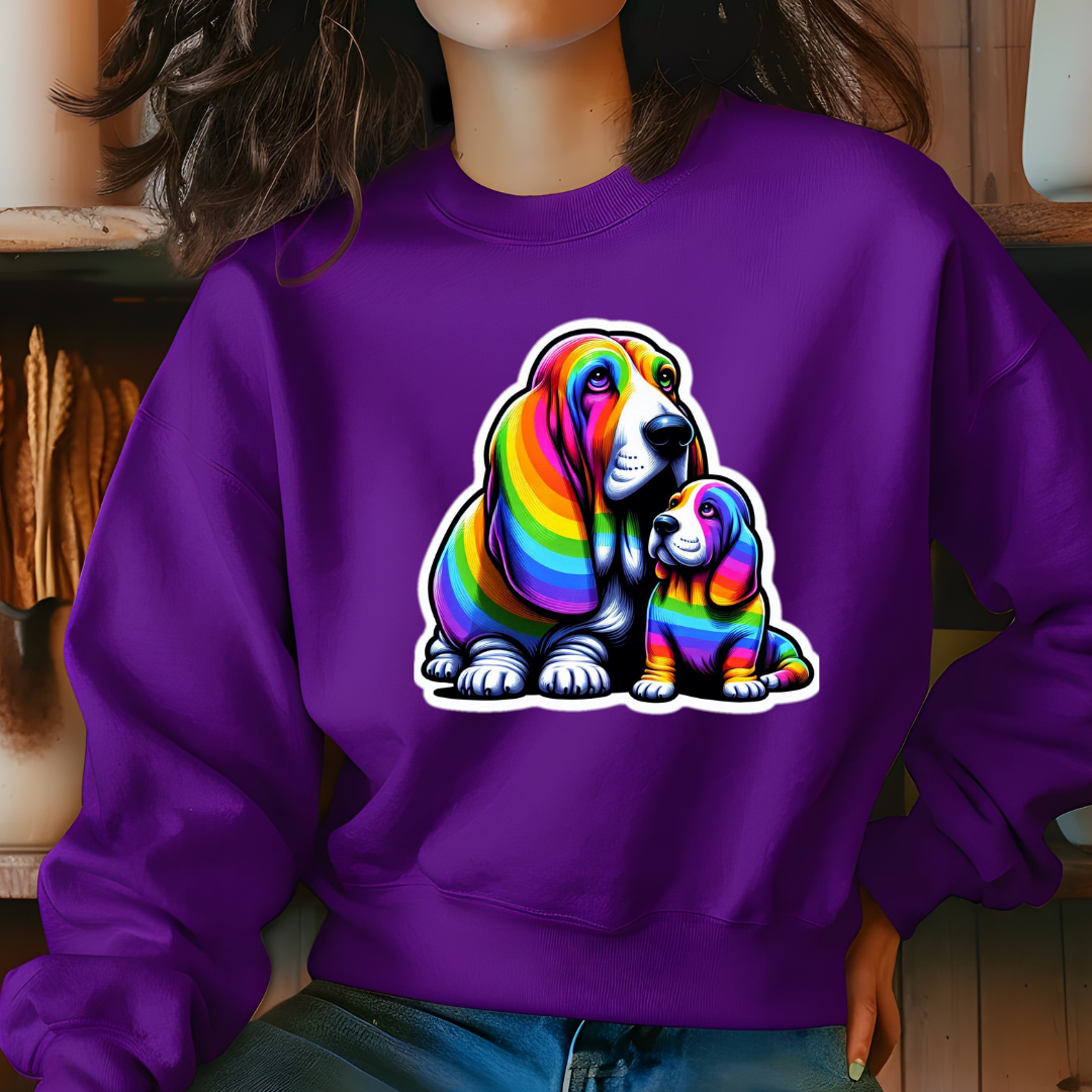 Rainbow Bassett Hounds Crewneck Sweatshirt