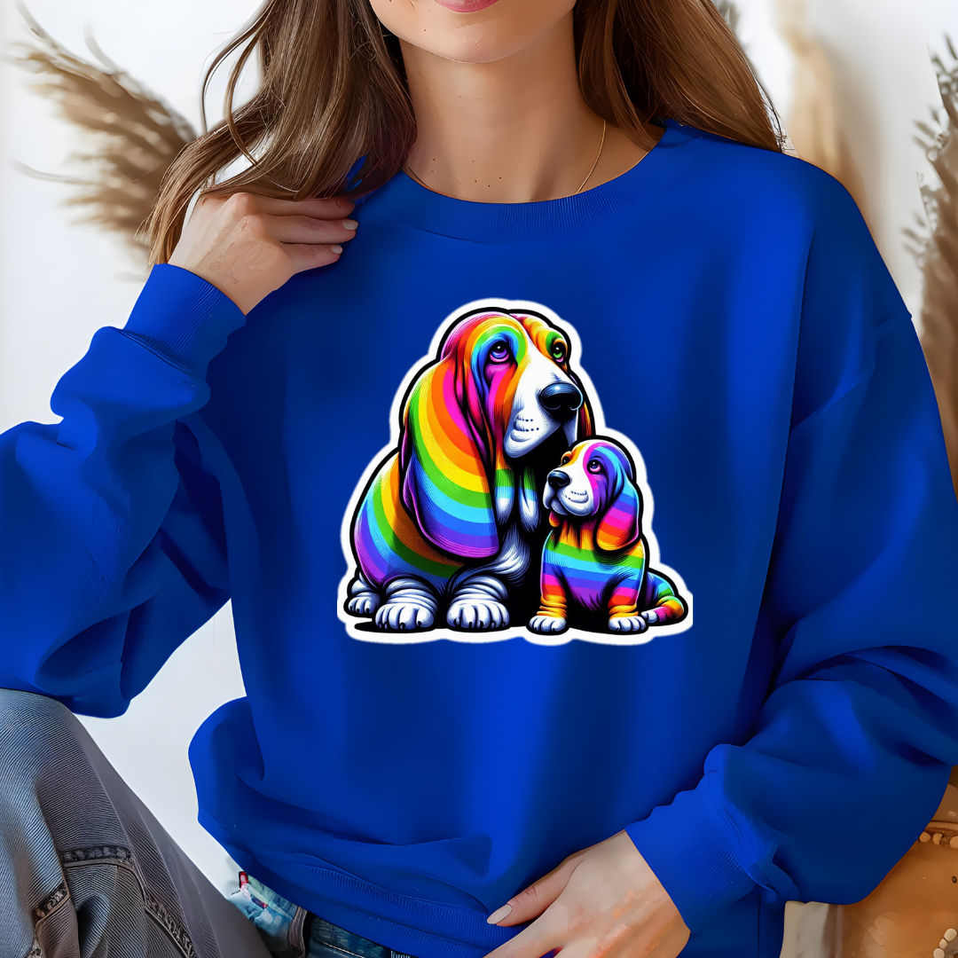 Rainbow Bassett Hounds Crewneck Sweatshirt