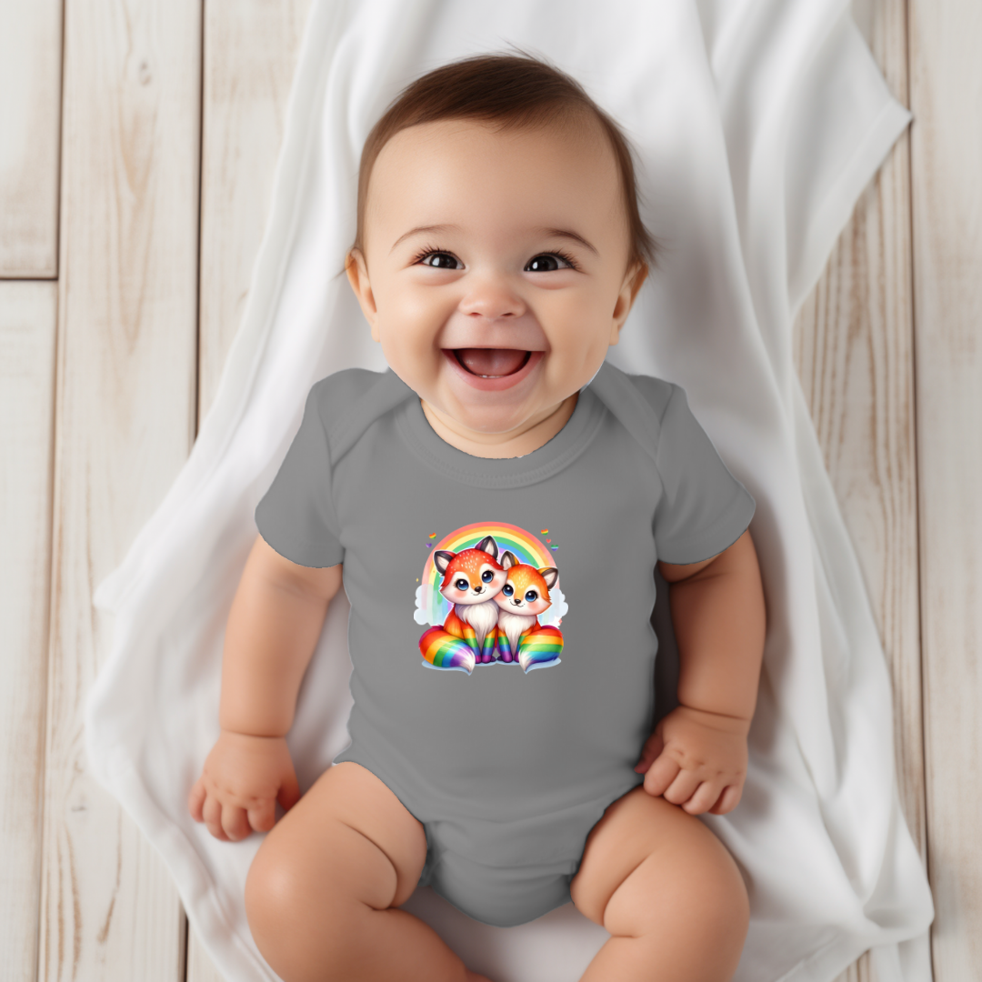 Onesie - Playful Rainbow Foxes