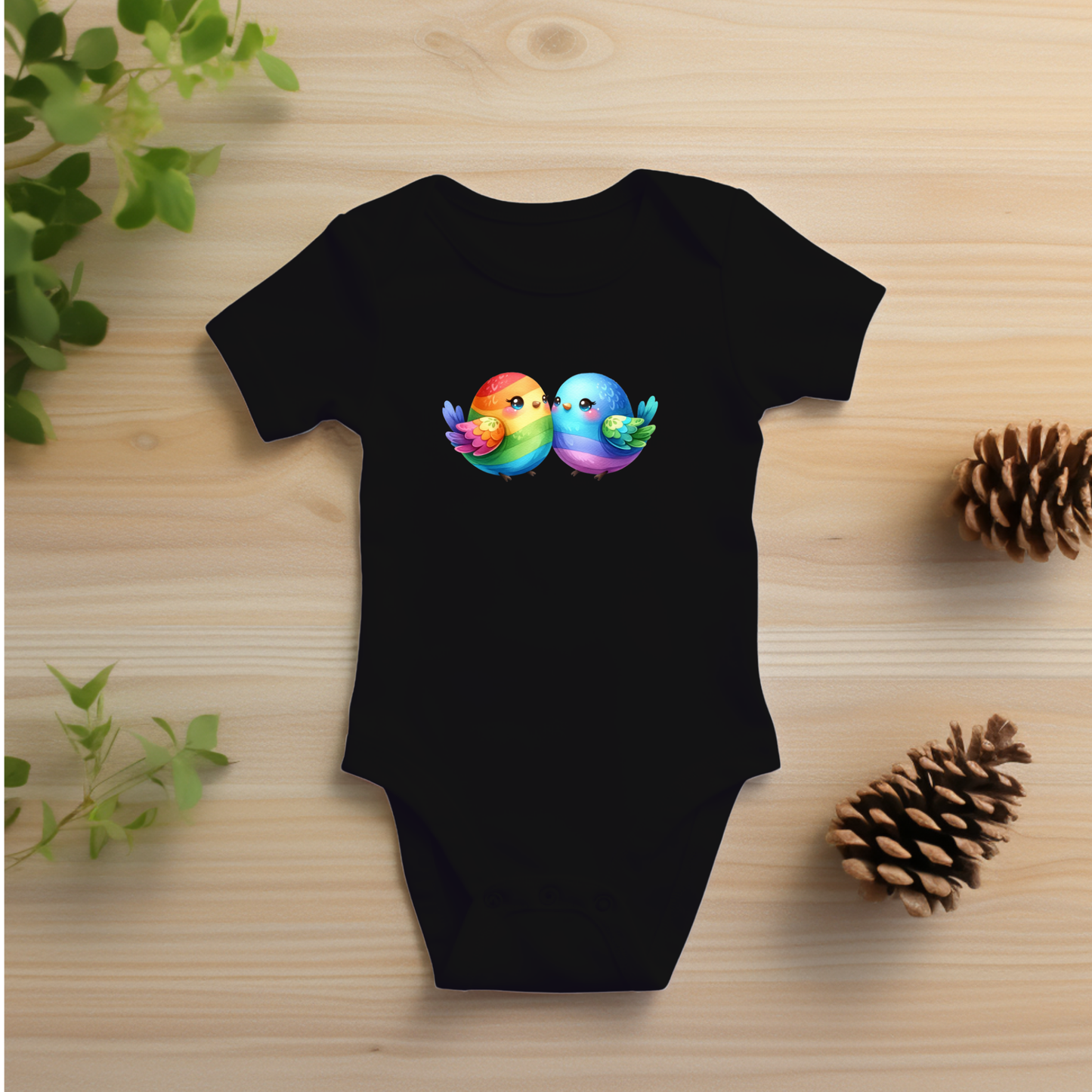 Onesie - Playful Rainbow Baby Birds