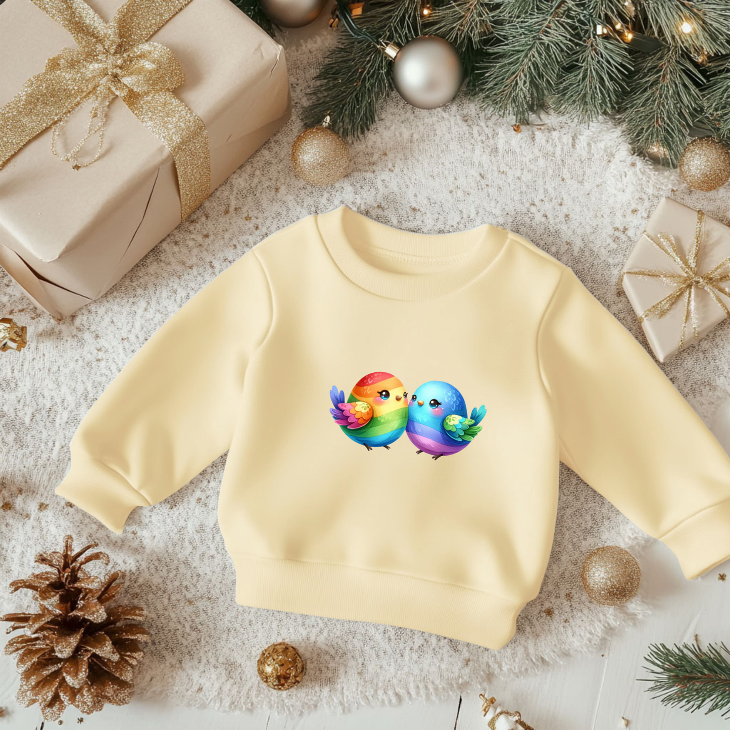 Cute Rainbow Birdies Toddler Sweatshirt