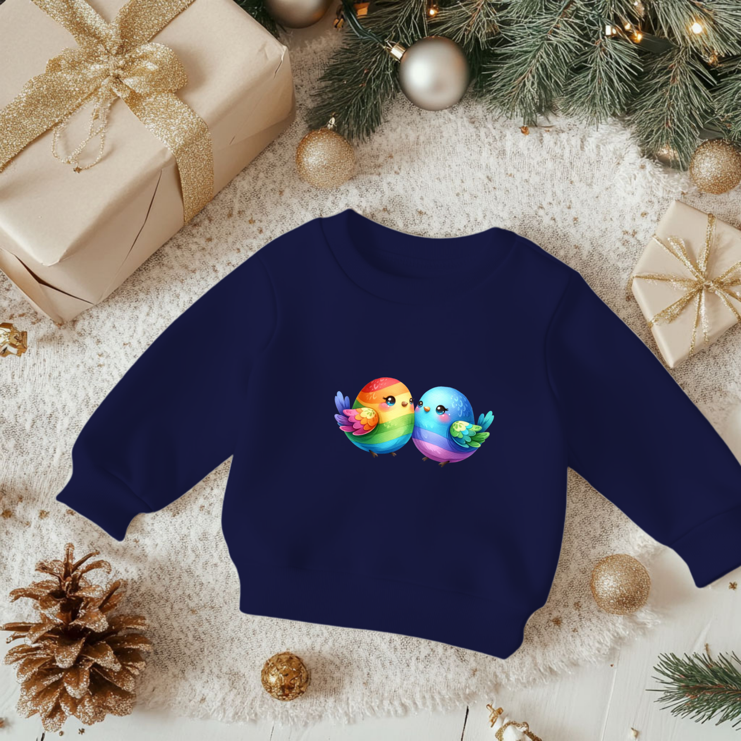 Cute Rainbow Birdies Toddler Sweatshirt