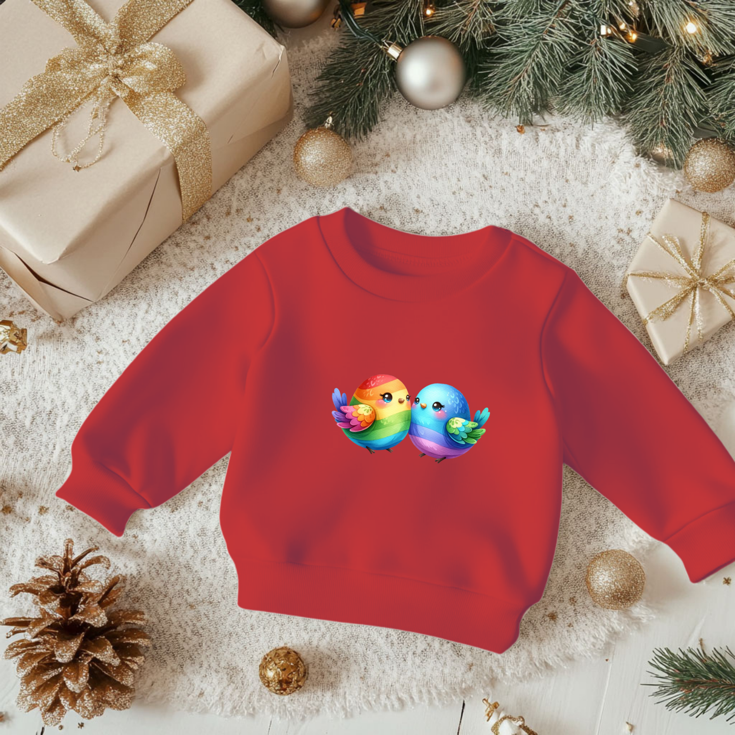 Cute Rainbow Birdies Toddler Sweatshirt
