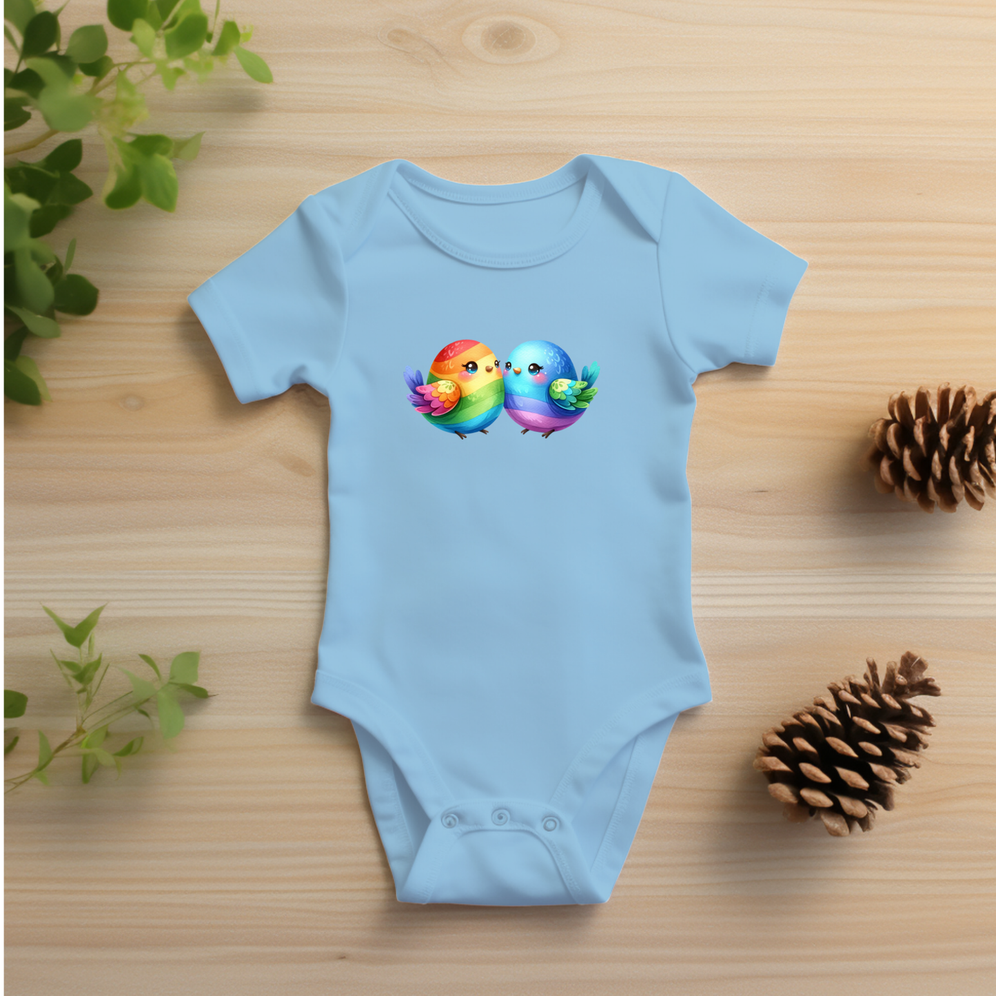 Onesie - Playful Rainbow Baby Birds