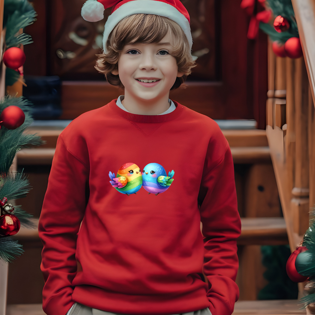 Kid's Sweatshirt - Cute Rainbow Tweety Birds