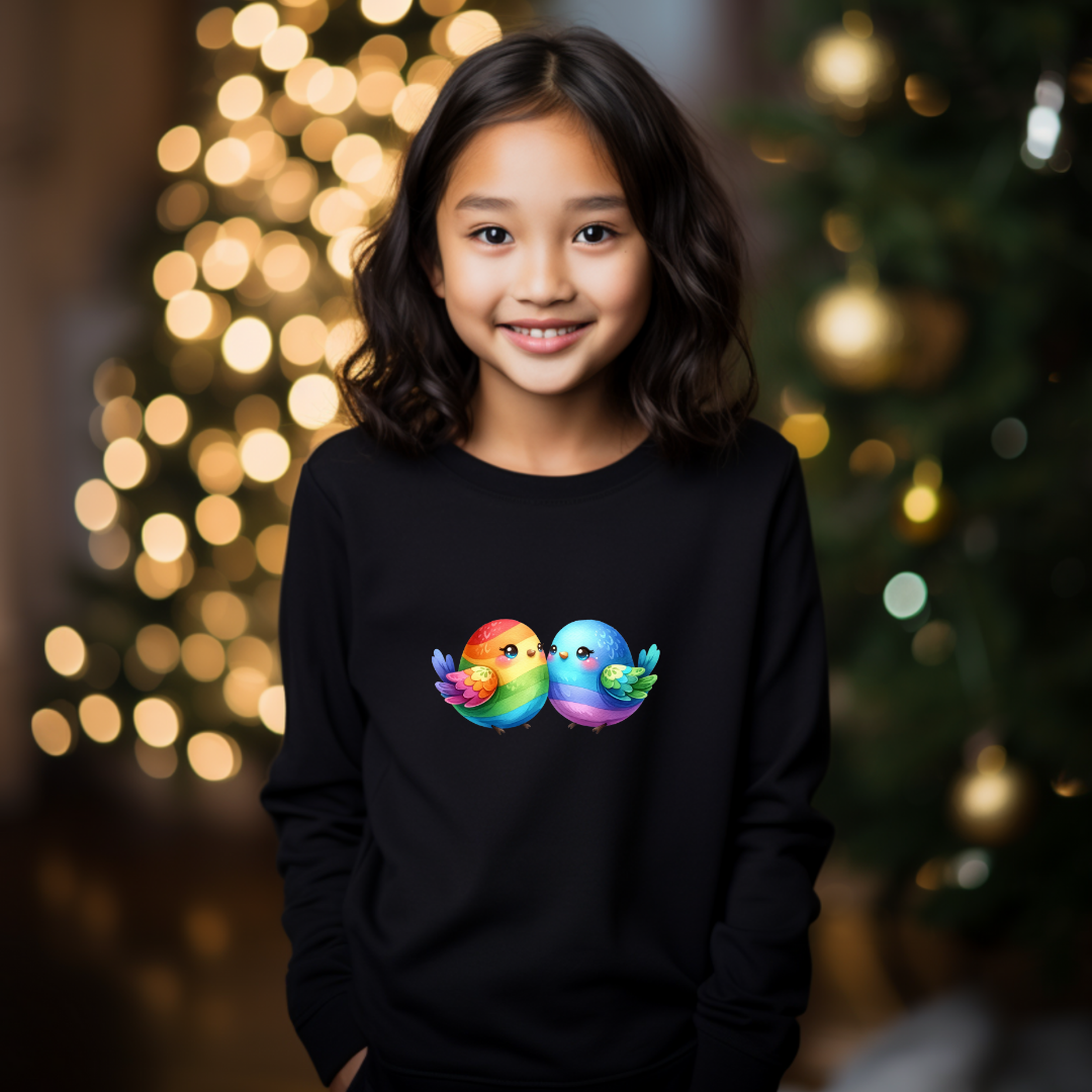 Kid's Sweatshirt - Cute Rainbow Tweety Birds