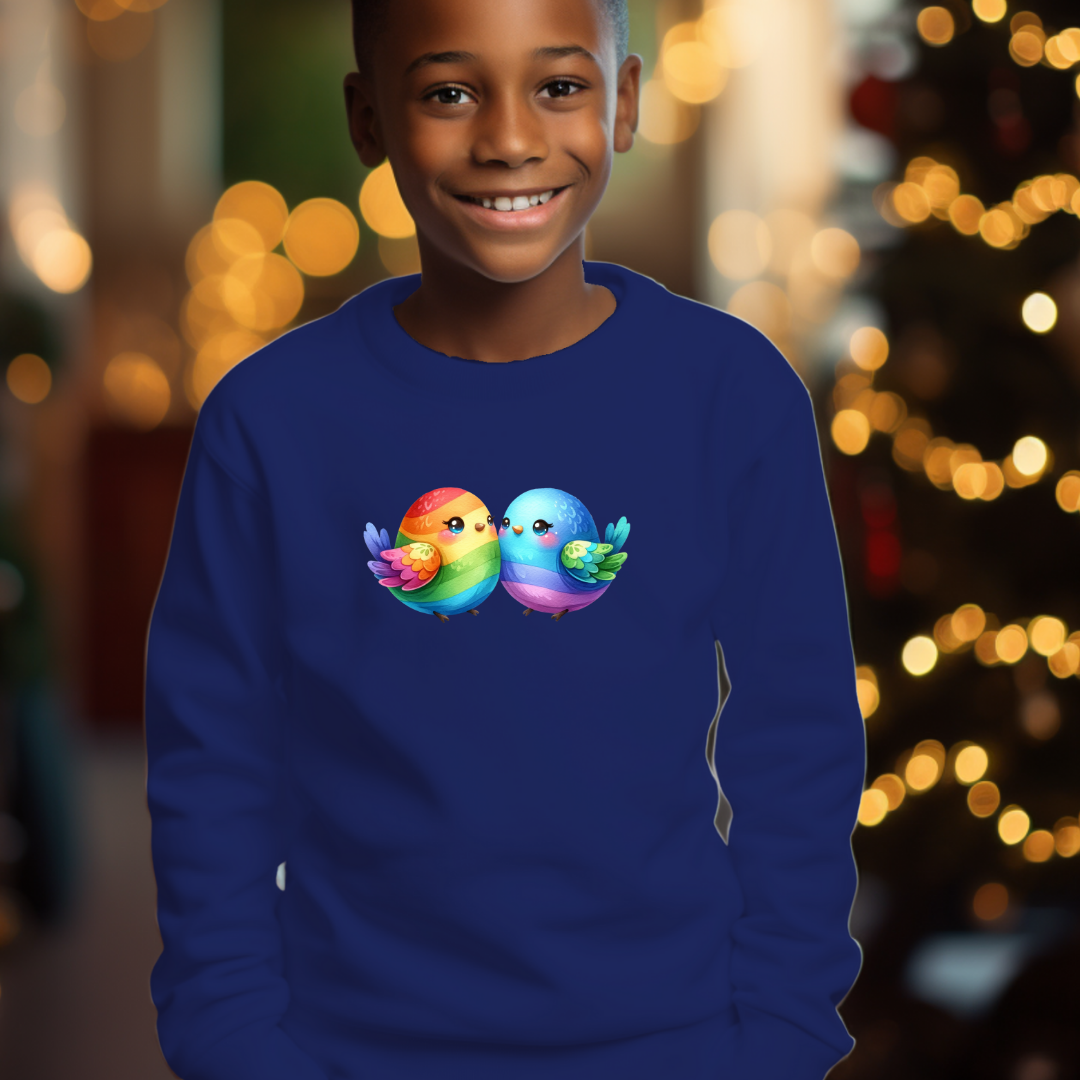 Kid's Sweatshirt - Cute Rainbow Tweety Birds
