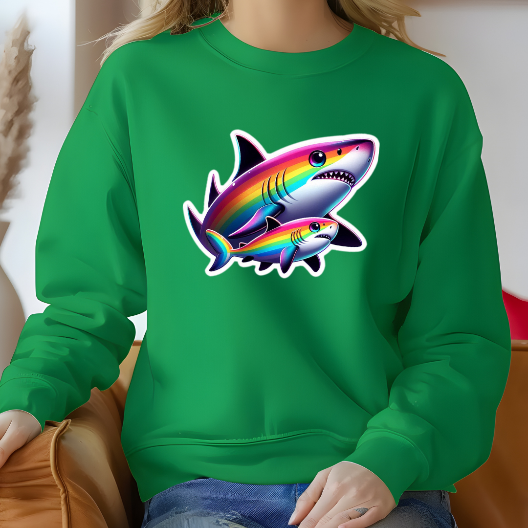 Rainbow Black Tip Shark Crewneck Sweatshirt