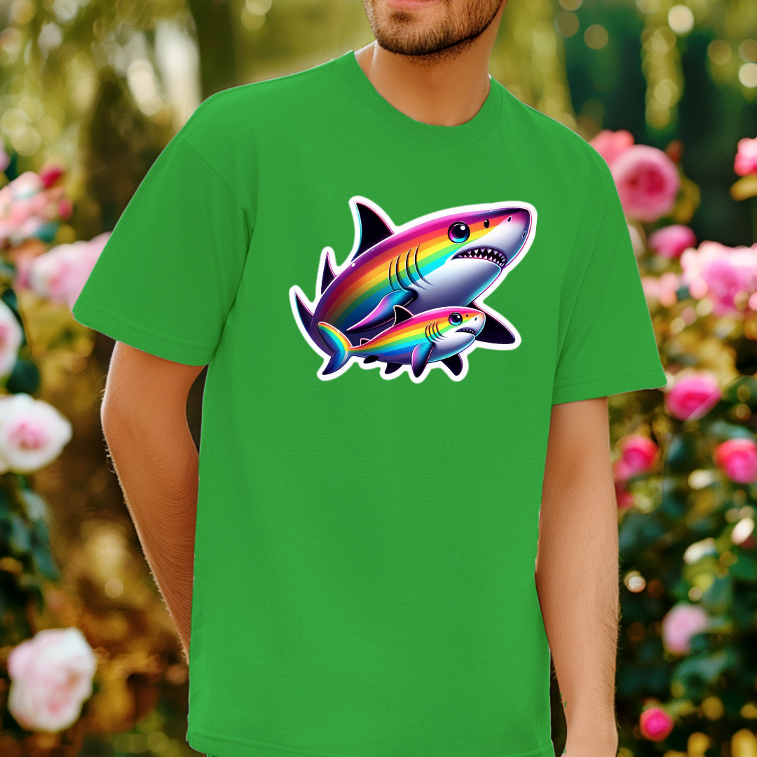 Rainbow Black-Tip Shark Unisex Soft T-Shirt