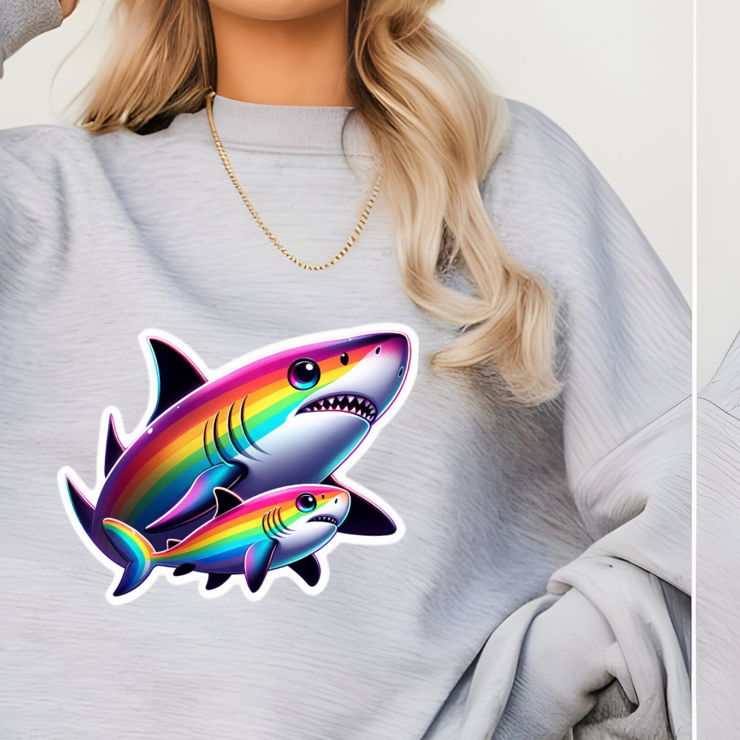 Rainbow Black Tip Shark Crewneck Sweatshirt