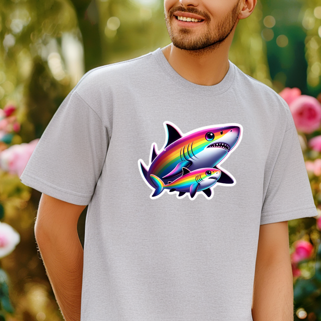 Rainbow Black-Tip Shark Unisex Soft T-Shirt