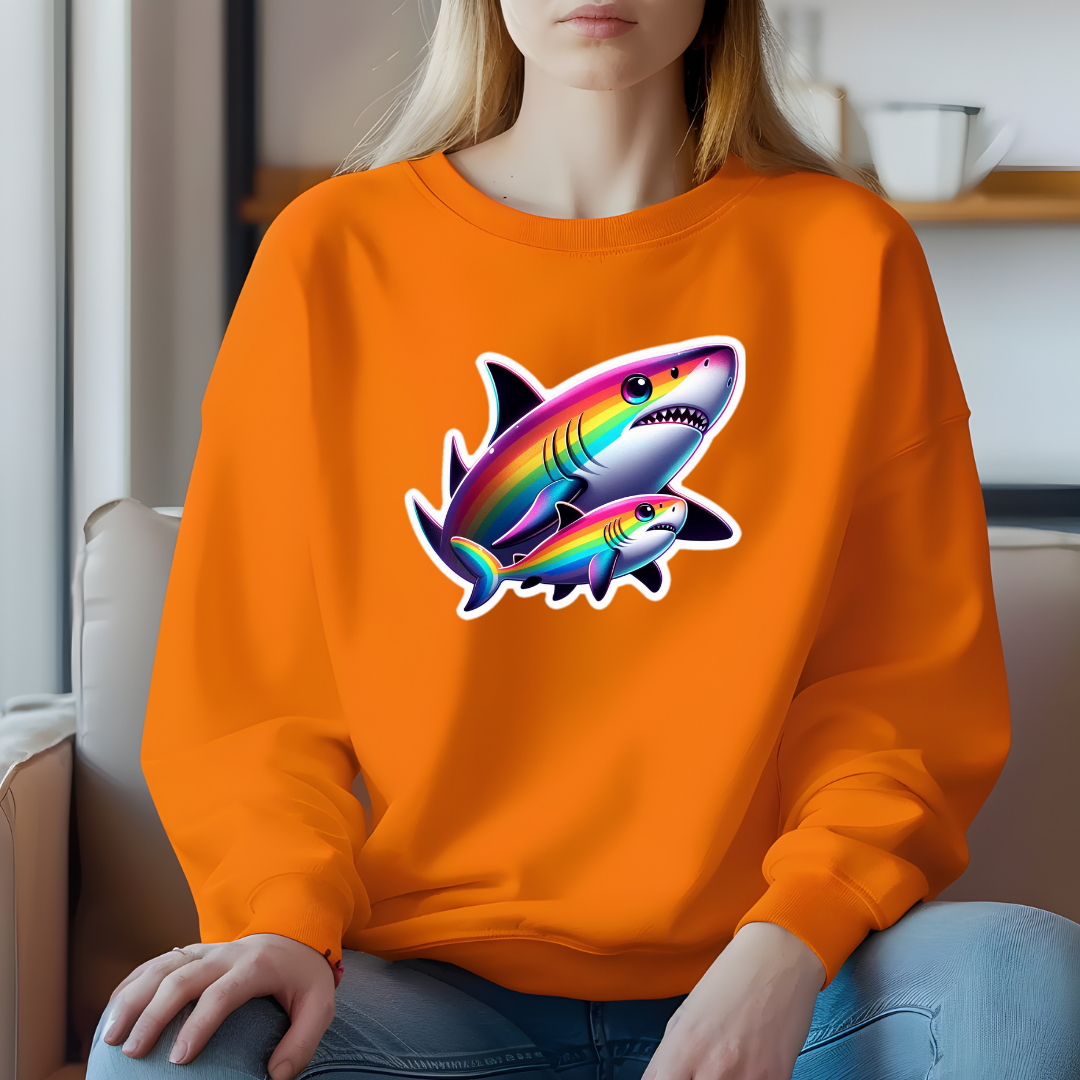 Rainbow Black Tip Shark Crewneck Sweatshirt