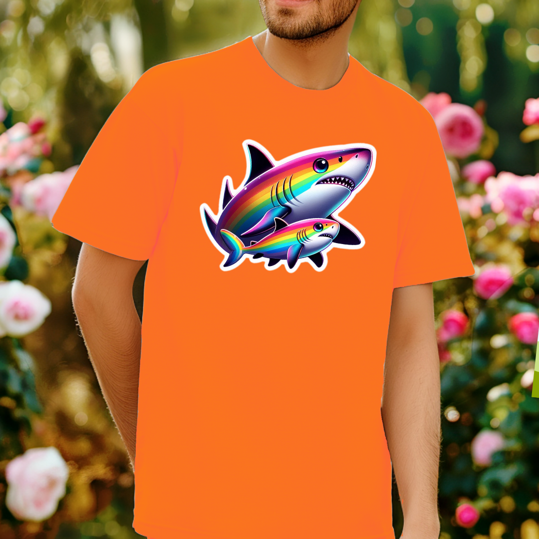 Rainbow Black-Tip Shark Unisex Soft T-Shirt