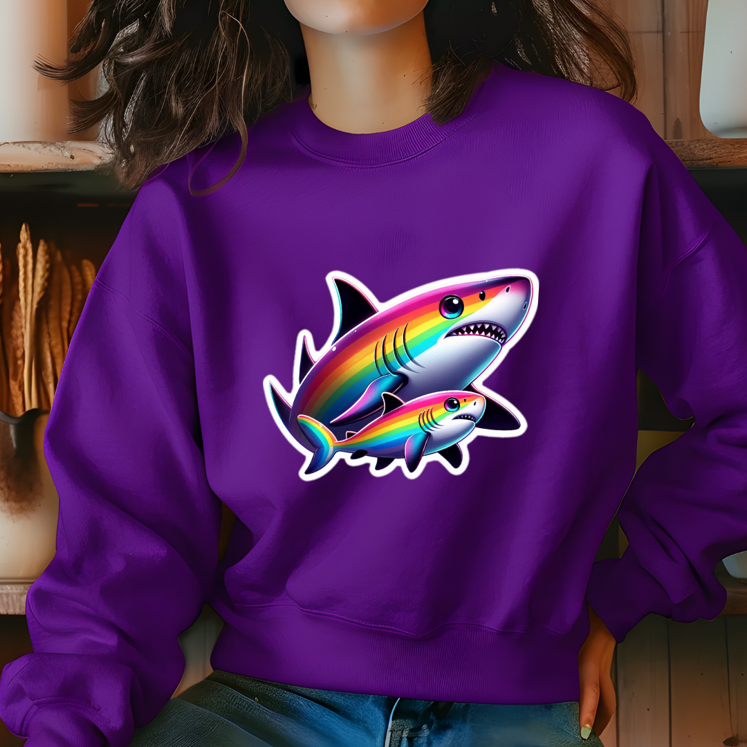 Rainbow Black Tip Shark Crewneck Sweatshirt