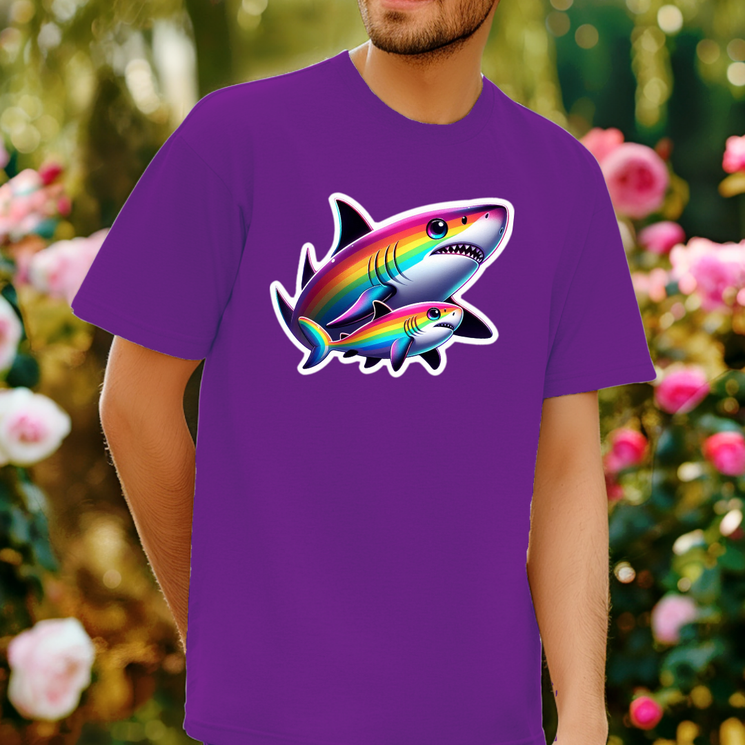 Rainbow Black-Tip Shark Unisex Soft T-Shirt