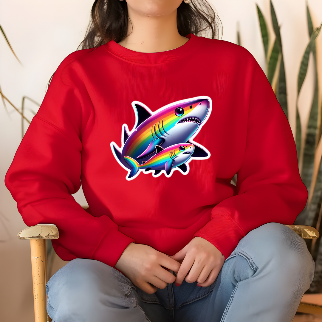 Rainbow Black Tip Shark Crewneck Sweatshirt