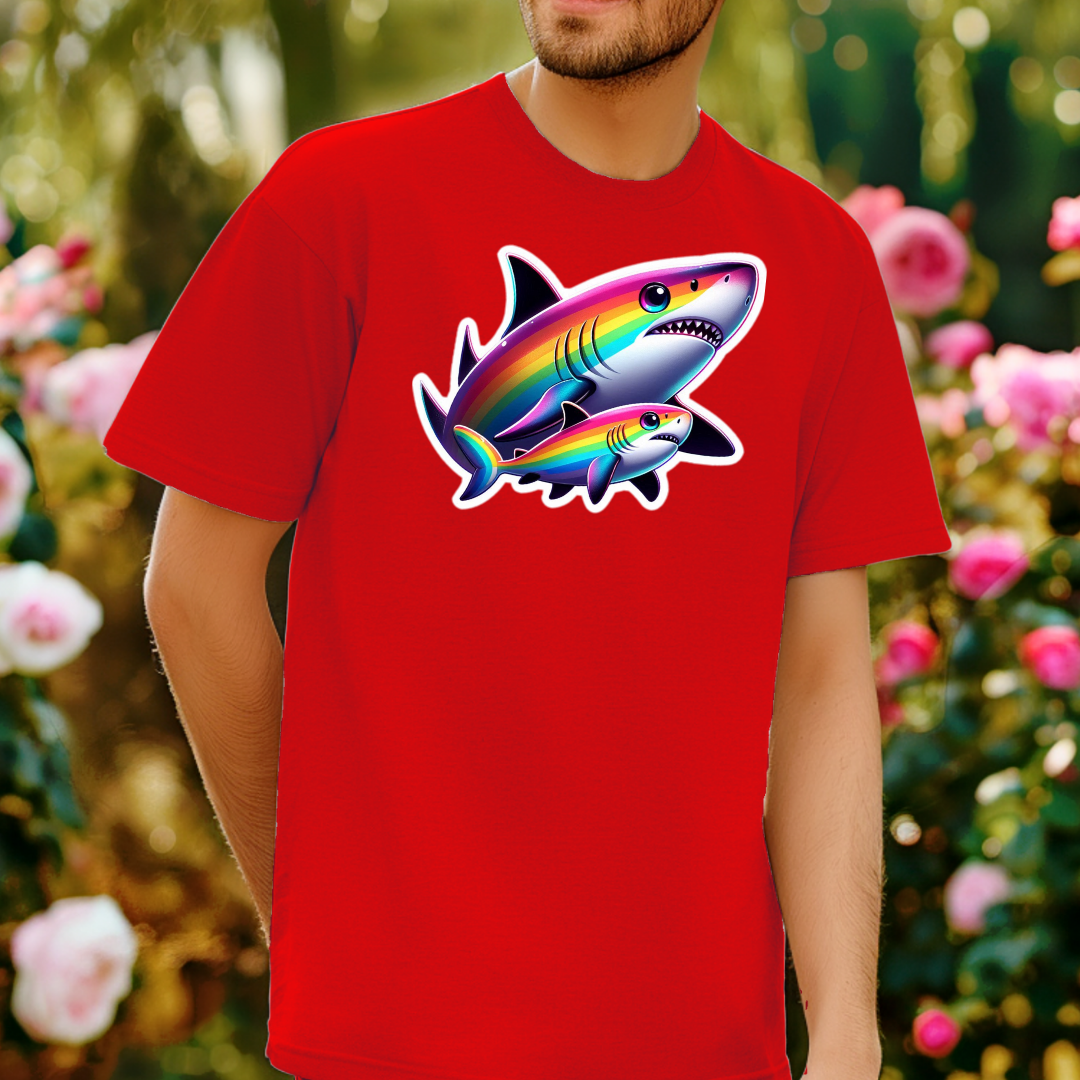 Rainbow Black-Tip Shark Unisex Soft T-Shirt