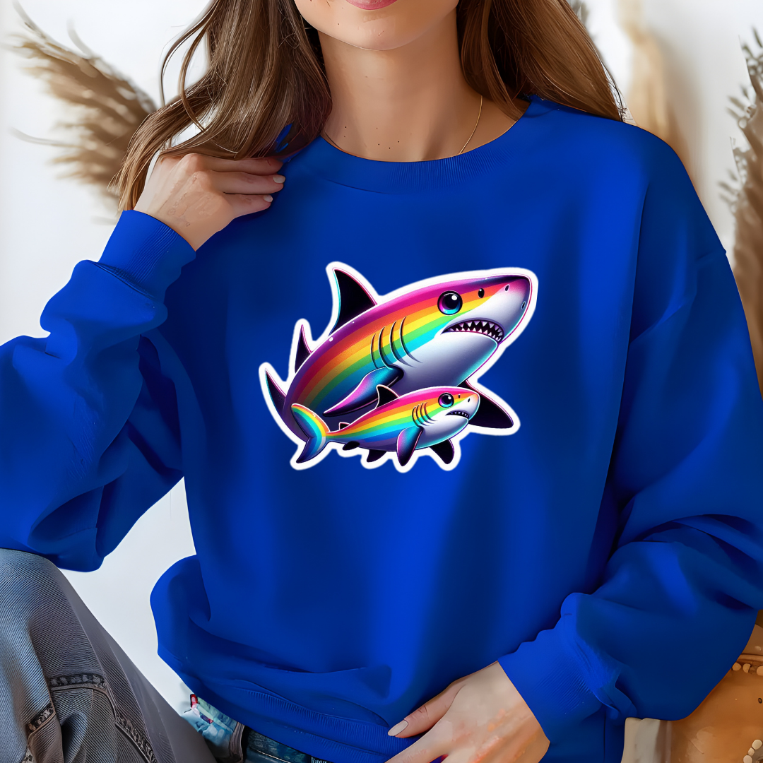 Rainbow Black Tip Shark Crewneck Sweatshirt