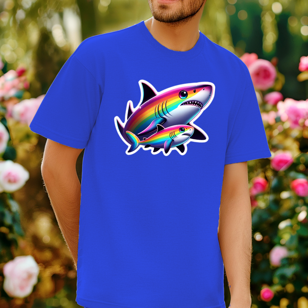 Rainbow Black-Tip Shark Unisex Soft T-Shirt