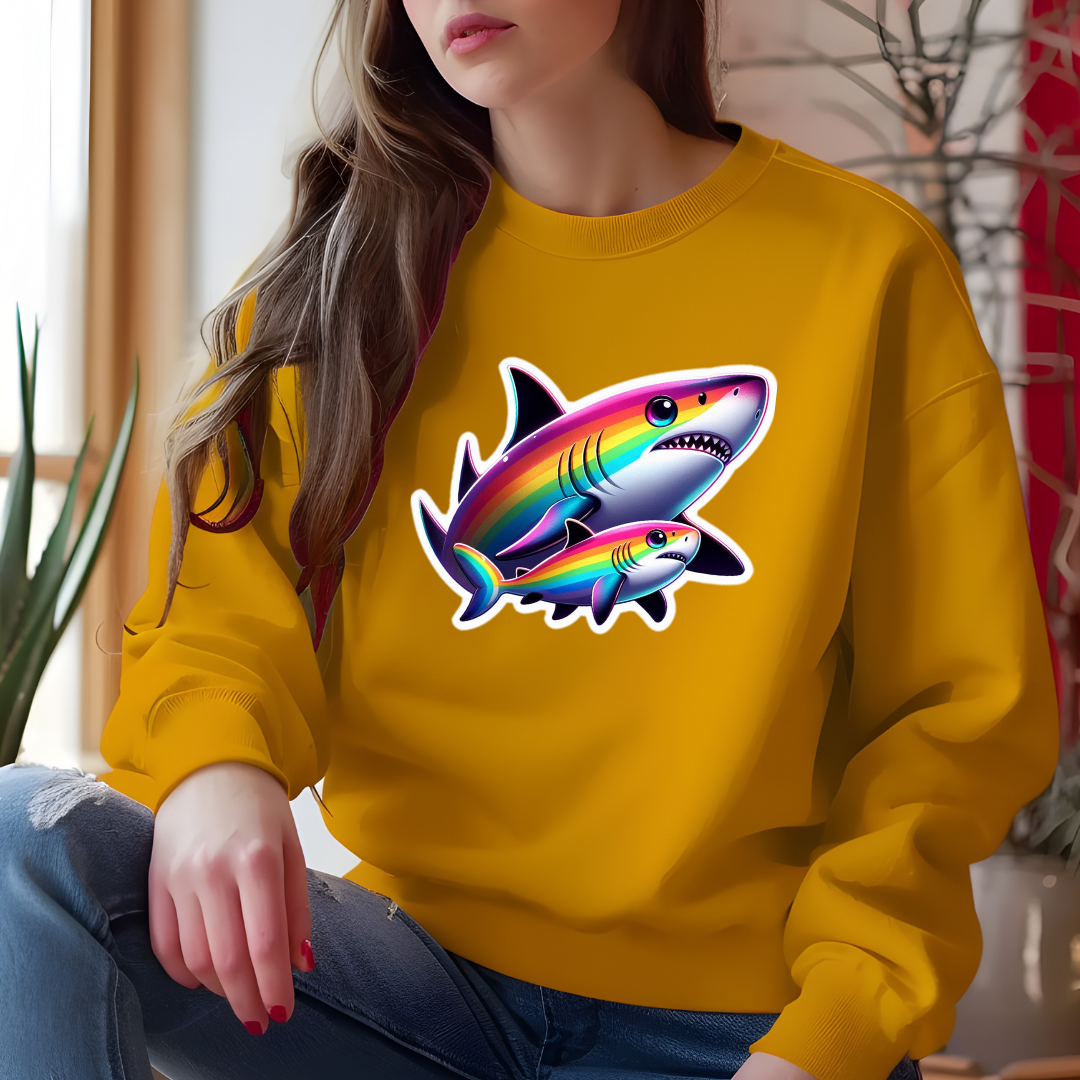 Rainbow Black Tip Shark Crewneck Sweatshirt