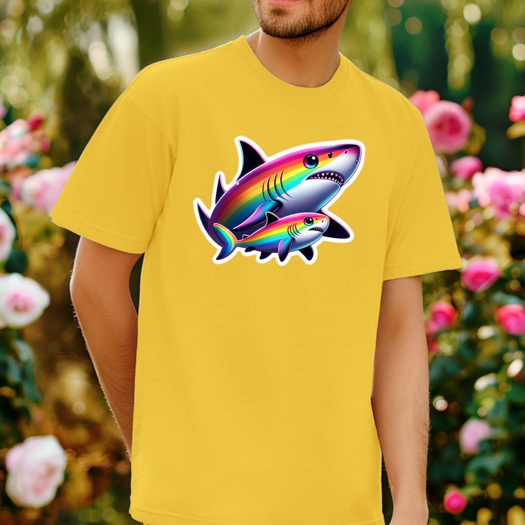 Rainbow Black-Tip Shark Unisex Soft T-Shirt